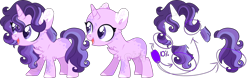 Size: 1280x398 | Tagged: safe, artist:sh3llysh00, oc, oc:cotton candy (sh3llysh00), pony, unicorn, bald, female, filly, magical lesbian spawn, offspring, parent:pinkie pie, parent:starlight glimmer, parents:glimmerpie, reference sheet, simple background, solo, transparent background