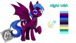 Size: 1024x576 | Tagged: safe, artist:johnathon-matthews, oc, oc:nightwish, bat pony, pony, commission, deviantart watermark, obtrusive watermark, reference sheet, solo, watermark