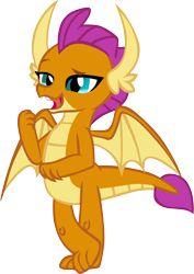 Size: 3949x5582 | Tagged: safe, artist:memnoch, smolder, dragon, claws, crossed legs, dragoness, female, horns, lidded eyes, open mouth, raised eyebrow, simple background, smiling, smirk, smugder, solo, spread wings, talking, teenaged dragon, teenager, transparent background, vector