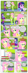 Size: 612x1551 | Tagged: safe, artist:greatdinn, artist:newbiespud, edit, edited screencap, screencap, angel bunny, fluttershy, spike, twilight sparkle, dog, rabbit, collaboration, comic:friendship is dragons, equestria girls, equestria girls (movie), animal, backpack, clothes, comic, cutie mark on clothes, dialogue, element of magic, frown, hairclip, lockers, paw prints, pointing, sad, screencap comic, wide eyes