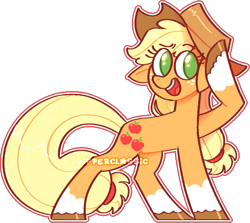 Size: 621x554 | Tagged: safe, artist:dipperclassic, derpibooru import, applejack, earth pony, pony, applejack redesign, art, artwork, colored hooves, cowboy hat, cute, hat, redesign, simple background, smiling, socks (coat marking), solo, transparent background, unshorn fetlocks