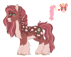 Size: 3000x2400 | Tagged: safe, artist:bizaardwolf, big macintosh, fluttershy, oc, oc:pondering shy, earth pony, pegasus, pony, chest fluff, coat markings, ear fluff, female, fluttermac, freckles, heart, implied shipping, implied straight, male, mare, offspring, parent:big macintosh, parent:fluttershy, parents:fluttermac, simple background, solo, unshorn fetlocks, white background
