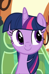 Size: 621x938 | Tagged: safe, screencap, twilight sparkle, twilight sparkle (alicorn), alicorn, surf and/or turf, cropped, cute, smiling, solo, train, twiabetes