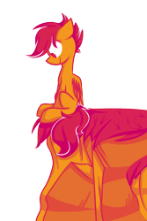 Size: 800x1200 | Tagged: safe, artist:mcwolfity, scootaloo, pegasus, pony, cliff, female, filly, looking down, simple background, sitting, solo, transparent background, wide eyes