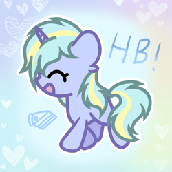 Size: 850x850 | Tagged: safe, artist:ct夏洛特, oc, oc only, oc:dreamy cyanstrings, pony, unicorn, birthday, cute, female, filly, solo