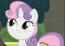 Size: 1326x941 | Tagged: safe, screencap, sweetie belle, surf and/or turf, cropped, cute, diasweetes, smiling, solo