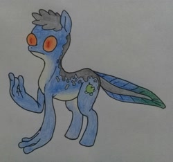 Size: 2611x2448 | Tagged: safe, artist:public mistake, oc, oc:reverb croak, original species, amphibian, amphibian pony, male, quadrupedal, simple background, traditional art