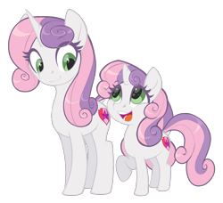 Size: 2216x2024 | Tagged: safe, artist:moonseeker, sweetie belle, pony, unicorn, duality, female, filly, mare, older, older sweetie belle, self ponidox, simple background, solo, time paradox, transparent background