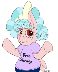 Size: 867x1080 | Tagged: safe, artist:huffylime, cozy glow, pegasus, pony, clothes, female, filly, foal, shirt, shrug, simple background, solo, transparent background