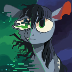 Size: 1200x1200 | Tagged: artist needed, safe, oc, oc only, oc:vylet, pony, album cover, bust, portrait, solo, super pony world, surreal, vylet pony