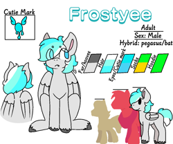 Size: 1200x1000 | Tagged: safe, artist:cherry jam, oc, oc only, oc:frostyee, hybrid, pegasus, pony, cute, fangs, looking away, male, reference, reference sheet, solo, stallion