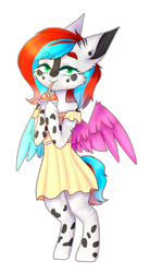 Size: 1600x2900 | Tagged: safe, artist:honeybbear, oc, oc only, pegasus, pony, bipedal, clothes, colored wings, dress, female, mare, simple background, smoothie, solo, transparent background, wings