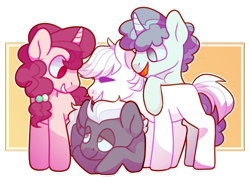 Size: 1425x1035 | Tagged: safe, artist:geisharozu, double diamond, night glider, party favor, sugar belle, earth pony, pegasus, pony, unicorn, equal four, female, male, mare, simple background, stallion, transparent background