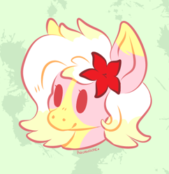 Size: 435x450 | Tagged: artist needed, safe, oc, oc:carmen garcía, earth pony, pony, bust, flower, flower in hair, portrait