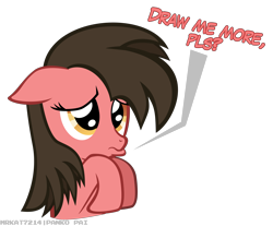 Size: 6094x5050 | Tagged: safe, artist:mrkat7214, oc, oc only, oc:ace play, oc:cutie e, earth pony, pony, absurd resolution, dialogue, female, floppy ears, mare, pouting, rule 63, sad, simple background, solo, transparent background, vector