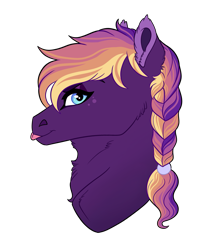 Size: 2581x3000 | Tagged: safe, artist:venommocity, oc, oc:indigo, pony, bust, female, high res, mare, portrait, simple background, solo, tongue out, transparent background