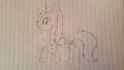 Size: 4032x2268 | Tagged: safe, artist:rainbow dash is best pony, oc, oc:rainbowrio, alicorn, pony, hair redesign, lined paper, pencil drawing, solo, traditional art