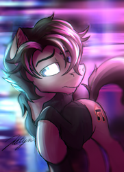 Size: 2166x3000 | Tagged: safe, artist:dripponi, artist:lattynskit, oc, oc only, oc:joen klausen, earth pony, pony, male, neon, solo