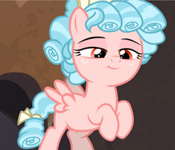 Size: 1085x933 | Tagged: safe, screencap, cozy glow, pegasus, pony, frenemies (episode), cropped, female, filly, flying, freckles, lidded eyes, raised hoof, smug, solo