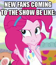 Size: 740x848 | Tagged: safe, derpibooru exclusive, edit, edited screencap, screencap, pinkie pie, equestria girls, cropped, impact font, meme, solo, text