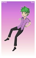 Size: 1280x2080 | Tagged: safe, artist:banquo0, spike, human, art pack:my little persona, clothes, humanized, male, simple background, solo