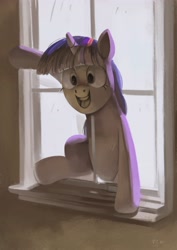 Size: 2897x4096 | Tagged: safe, artist:toisanemoif, twilight sparkle, pony, smiling, solo, window