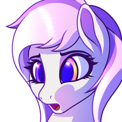 Size: 2048x2048 | Tagged: safe, artist:cherry pop, oc, oc only, oc:mewio, bust, confused, emote, female, mare, portrait, simple background, transparent background