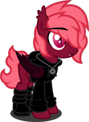 Size: 1280x1760 | Tagged: safe, artist:fletcherthehuntress, oc, oc:crimson berry, bat pony, pony, clothes, male, simple background, solo, stallion, transparent background