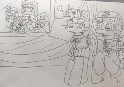 Size: 3297x2317 | Tagged: safe, artist:徐詩珮, fizzlepop berrytwist, glitter drops, spring rain, tempest shadow, twilight sparkle, twilight sparkle (alicorn), alicorn, unicorn, series:sprglitemplight diary, series:sprglitemplight life jacket days, series:springshadowdrops diary, series:springshadowdrops life jacket days, alternate universe, bisexual, broken horn, clothes, cute, equestria girls outfit, female, glitterbetes, glitterlight, glittershadow, horn, lesbian, lifeguard spring rain, paw patrol, pillow, polyamory, shipping, sprglitemplight, spring rain is not amused, springbetes, springdrops, springlight, springshadow, springshadowdrops, tempestbetes, tempestlight, unamused