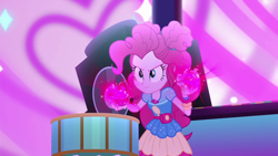 Size: 1600x900 | Tagged: safe, screencap, pinkie pie, better together, equestria girls, sunset's backstage pass!, drums, geode of sugar bombs, magical geodes, music festival outfit, musical instrument, solo