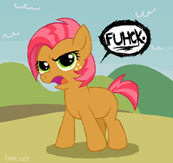 Size: 456x431 | Tagged: safe, artist:anonymous, babs seed, earth pony, pony, accent, female, filly, solo, swearing, vulgar