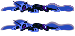 Size: 8192x3967 | Tagged: safe, artist:askometa, nightmare moon, alicorn, pony, a royal problem, absurd resolution, alternate versions, blurred, defeated, ethereal mane, eyes closed, female, lying down, mare, prone, show accurate, simple background, transparent background, unconscious, vector