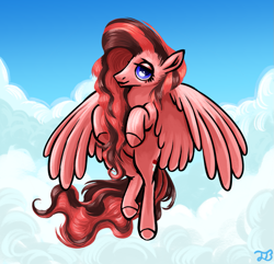 Size: 1189x1144 | Tagged: safe, artist:thrimby, oc, oc:scarlett blade, pegasus, pony, cloud, commission, female, flying, mare, solo, your character here