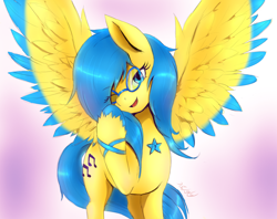 Size: 1774x1402 | Tagged: safe, artist:definisher, artist:eryz, oc, oc:soundful symphony, pegasus, pony, glasses, solo