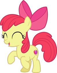 Size: 1838x2339 | Tagged: safe, artist:cloudyglow, artist:parclytaxel, edit, editor:slayerbvc, apple bloom, earth pony, pony, the break up breakdown, .ai available, adorabloom, bow, cropped, cute, cutie mark, eyes closed, female, filly, hair bow, open mouth, simple background, solo, the cmc's cutie marks, transparent background, vector, vector edit