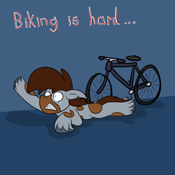 Size: 3000x3000 | Tagged: safe, artist:bigmackintosh, oc, oc only, oc:mack mod, oc:nick nack paddy wack, pony, bicycle, crawling, crying, solo, tears of pain