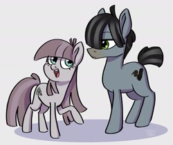 Size: 2383x2001 | Tagged: safe, artist:ohjeetorig, oc, oc only, oc:charcoal, oc:pebble pine, earth pony, pony, brother and sister, female, male, official fan art, offspring, parent:maud pie, parent:mud briar, parents:maudbriar, siblings, simple background