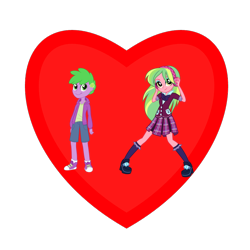 Size: 800x800 | Tagged: safe, lemon zest, spike, equestria girls, human spike, shadowbolts, shipping, shipping heart, spikezest