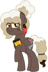 Size: 3125x4688 | Tagged: safe, artist:besttubahorse, oc, oc only, oc:sweet mocha, pegasus, award, bun, female, mlp fim's ninth anniversary, older, plaque, simple background, solo, text, transparent background, vector