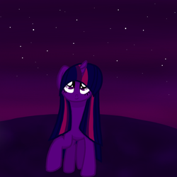 Size: 1000x1000 | Tagged: safe, artist:katya, twilight sparkle, alicorn, evening, night, stars