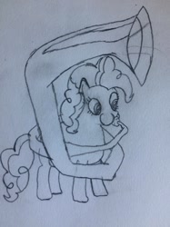 Size: 1024x1366 | Tagged: source needed, safe, artist:puffedcheekedblower, pinkie pie, earth pony, pony, musical instrument, pencil drawing, puffy cheeks, solo, traditional art, tuba