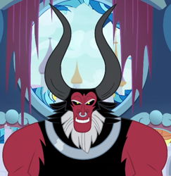 Size: 446x459 | Tagged: safe, screencap, lord tirek, centaur, the ending of the end, cropped, evil grin, grin, male, nose piercing, nose ring, piercing, smiling, solo