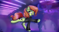 Size: 3450x1900 | Tagged: safe, artist:lakunae, oc, oc only, oc:oil drop, pony, dancing, female, solo