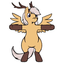 Size: 512x512 | Tagged: safe, alternate version, artist:wishwasher, oc, oc:antler pone, pegasus, pony, antlers, bipedal, simple background, solo, t pose, transparent background