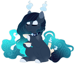 Size: 1024x896 | Tagged: safe, artist:azure-art-wave, oc, oc:upcoming rain, original species, pony, cup, female, mare, scented pony, simple background, solo, teacup, transparent background