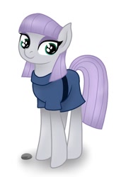 Size: 768x1024 | Tagged: safe, artist:delfinaluther, boulder (pet), maud pie, earth pony, pony, cute, female, looking at you, mare, maudabetes, rock, simple background, smiling, standing, when she smiles, white background