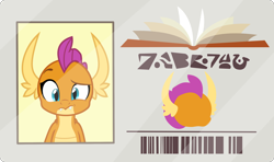 Size: 2600x1538 | Tagged: safe, artist:phucknuckl, smolder, dragon, the point of no return, dragoness, female, library card, solo, vector, written equestrian