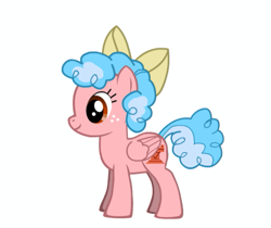 Size: 535x449 | Tagged: safe, cozy glow, pegasus, pony, pony creator, accessories, bow, female, filly, foal, freckles, simple background, smiling, solo, white background, wings