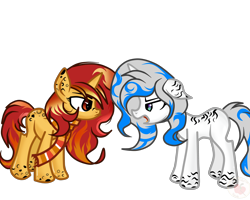 Size: 5000x4000 | Tagged: safe, artist:applerougi, oc, oc only, oc:blue tiger, oc:spark, pony, unicorn, clothes, female, mare, scarf, simple background, transparent background