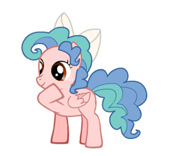 Size: 313x284 | Tagged: safe, cozy glow, pegasus, pony, pony creator, accessories, bow, female, filly, foal, freckles, pony creator v2, simple background, smiling, solo, white background, wings